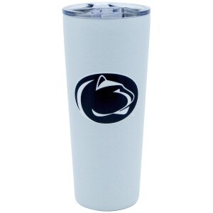 white tumbler with Penn State Athletic Logo